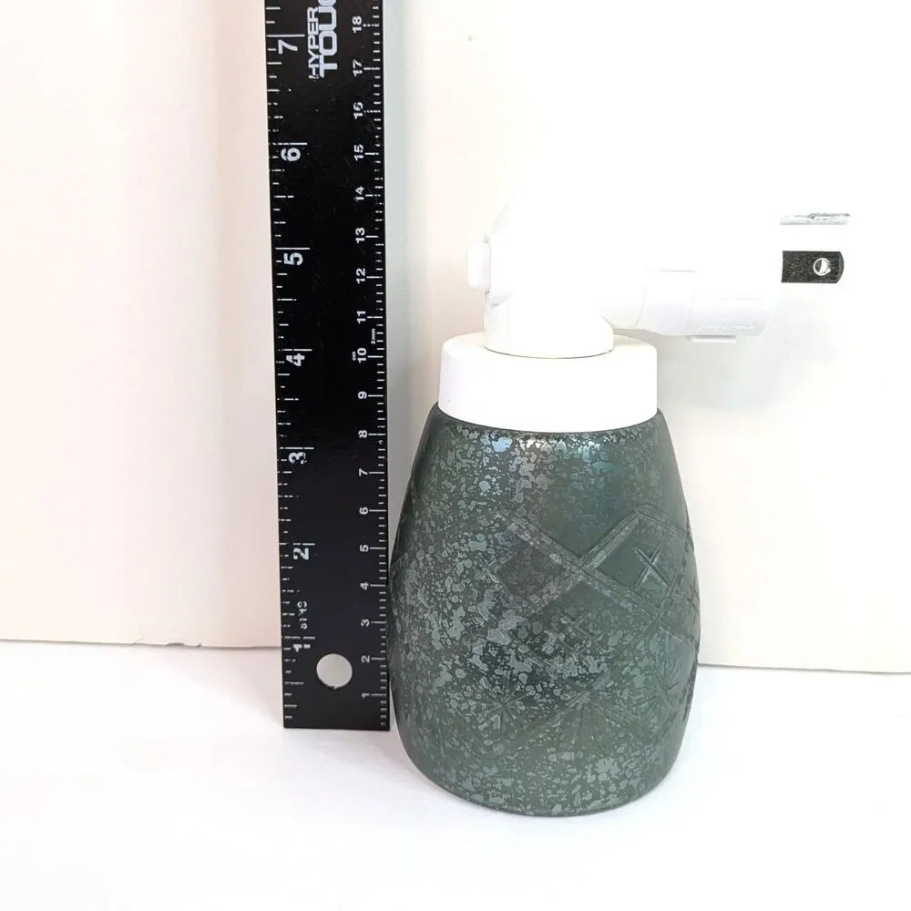 Scentsy Vintage Etched Green Glass Wall Plug In Mini Wax Warmer W/ Bulb 2015